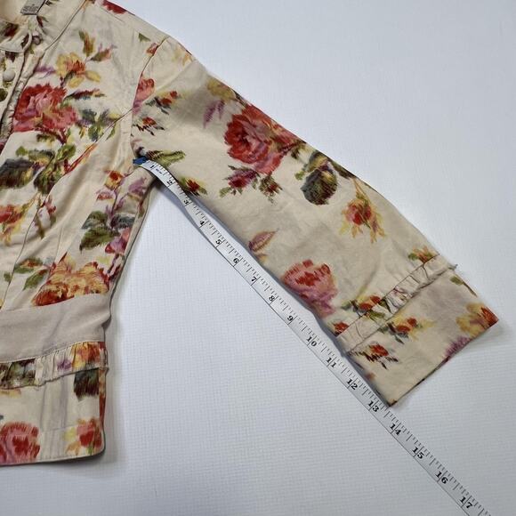 Elevenses Jacket Womens 0 Floral Print Button Front Peplum Hip Anthropologie - Picture 9 of 9